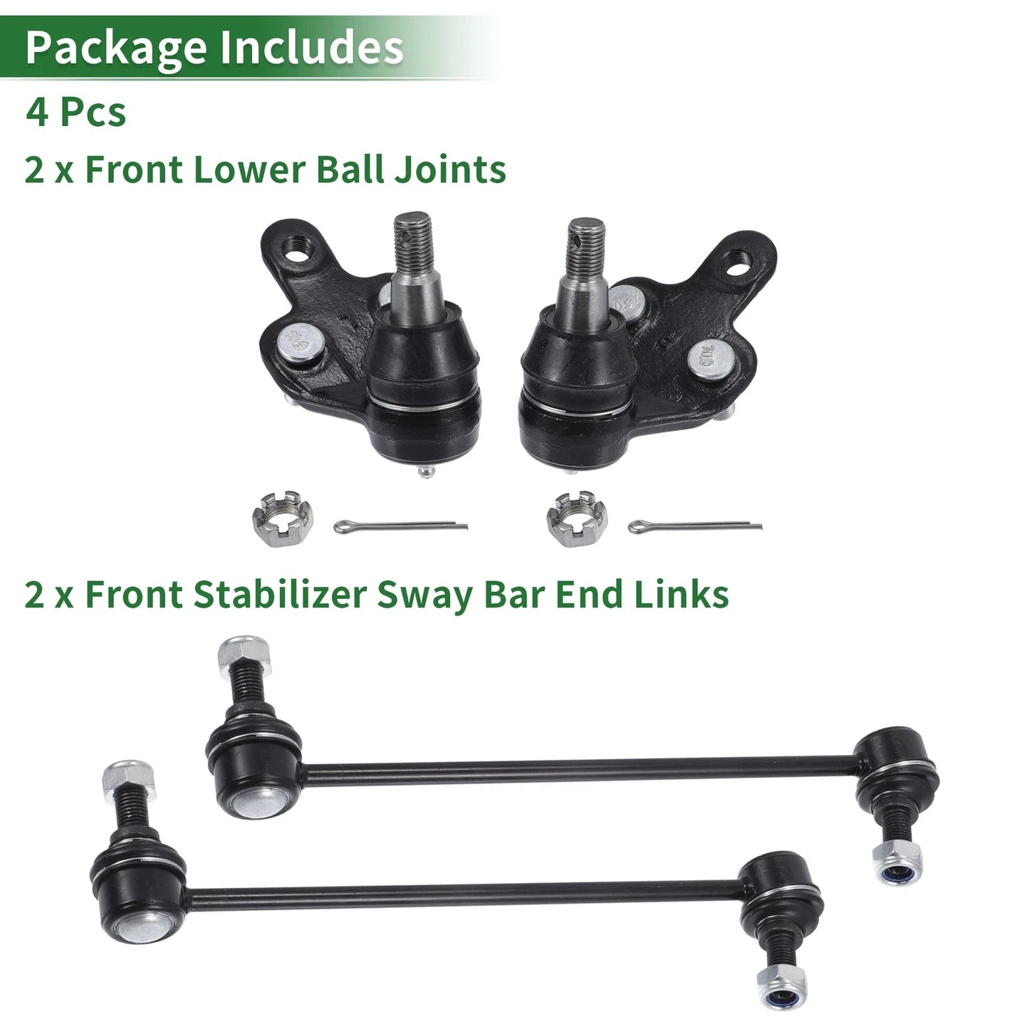 4pcs Front Suspension Kit Sway Bar Link Ball Joint for Toyota Sienna (2004–2020) No.K90346