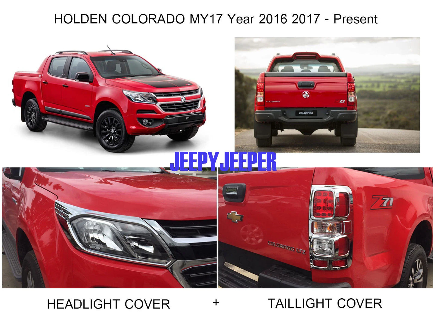 Chrome Headlight Tail Light Cover Trim for Chevy Holden Colorado (2016-2017)