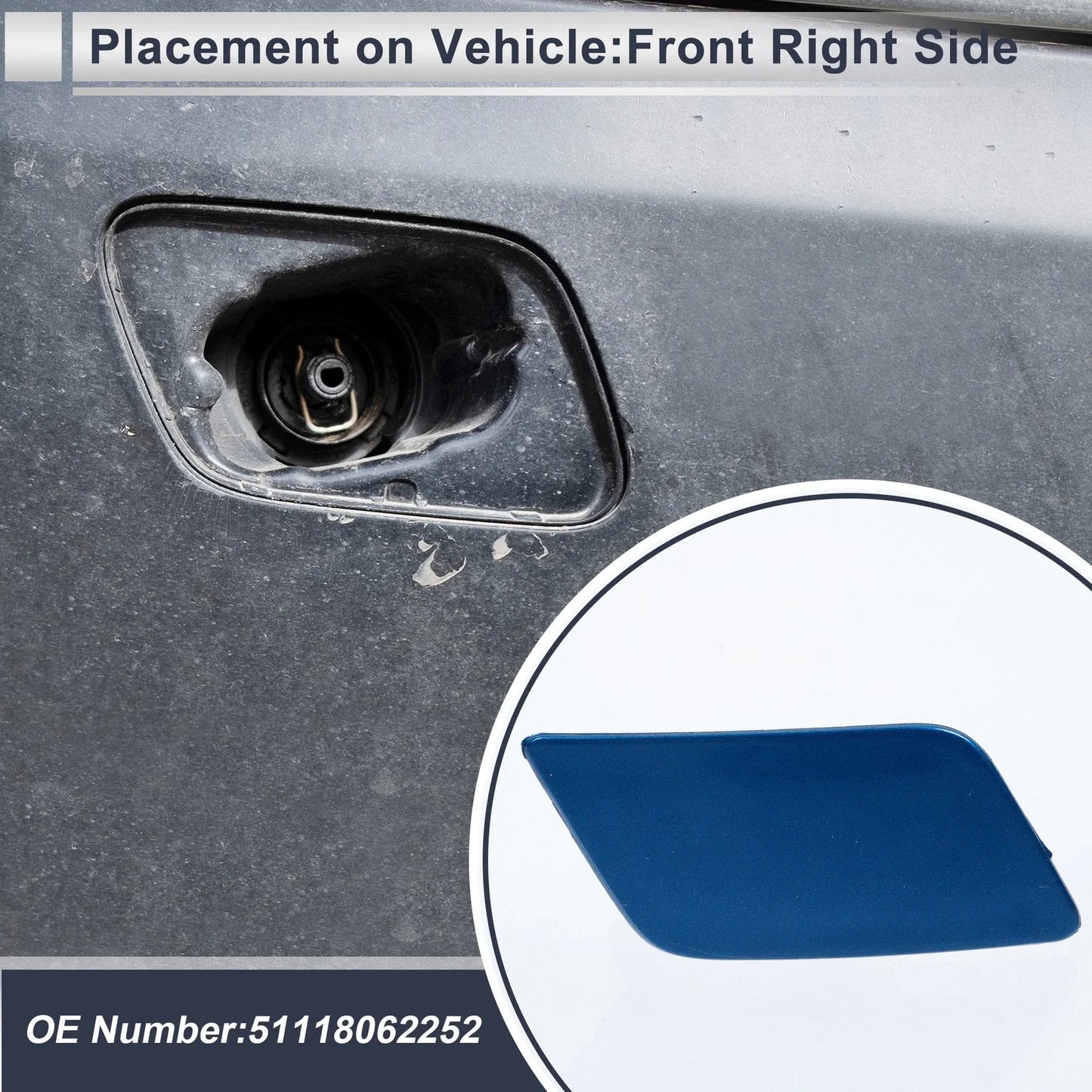 Front Right Side Bumper Headlight Washer Nozzle Cover Cap for BMW 335i GT Blue