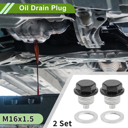 Set of 2 M16x1.5 Aluminum Oil Drain Plug with Gasket for Car Motorcycle
