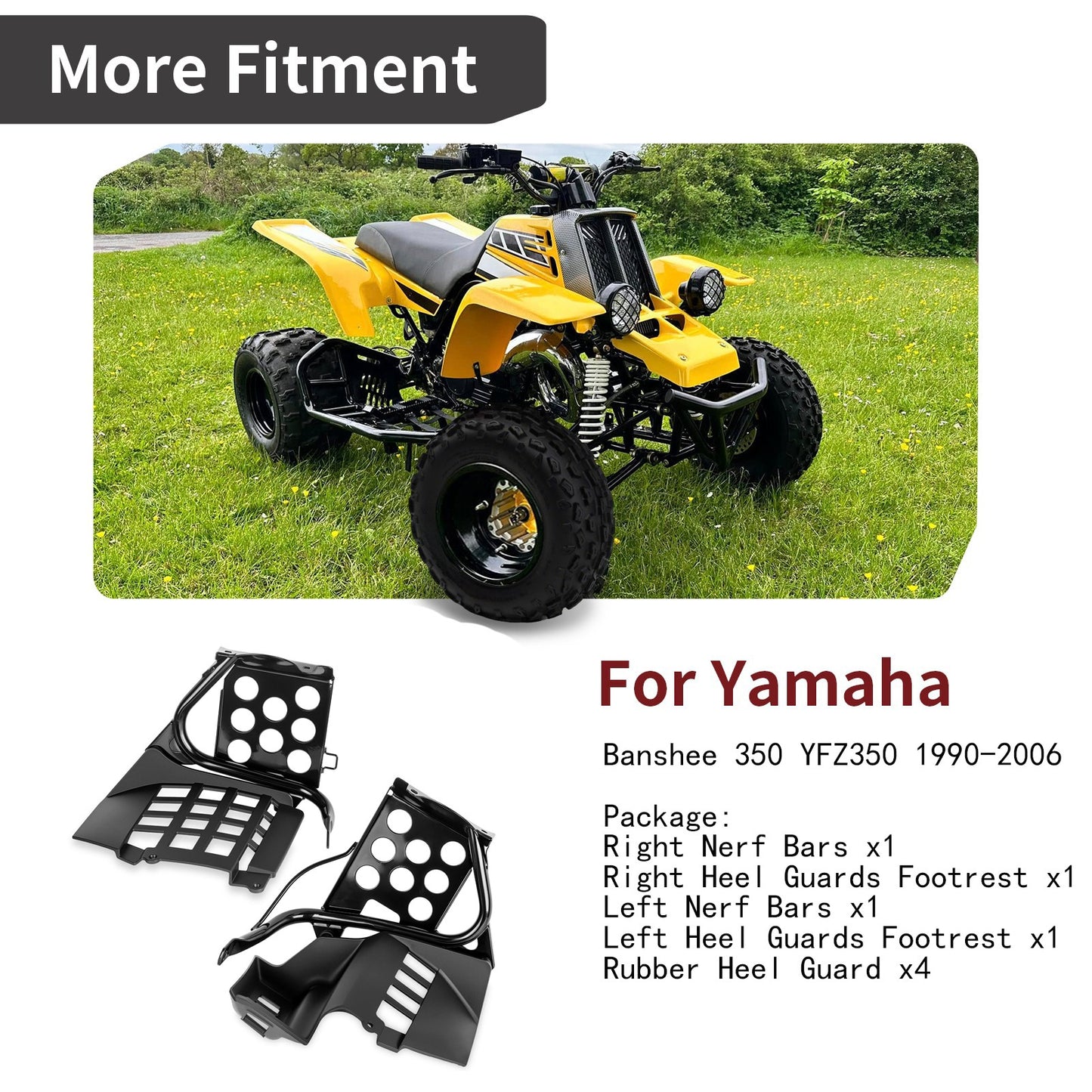 Black Heel Guards Footrest for Yamaha Banshee 350 (1990–2006)