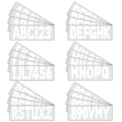 Set of 4 Custom Boat Registration Numbers Decals A-Z & 0-9 White