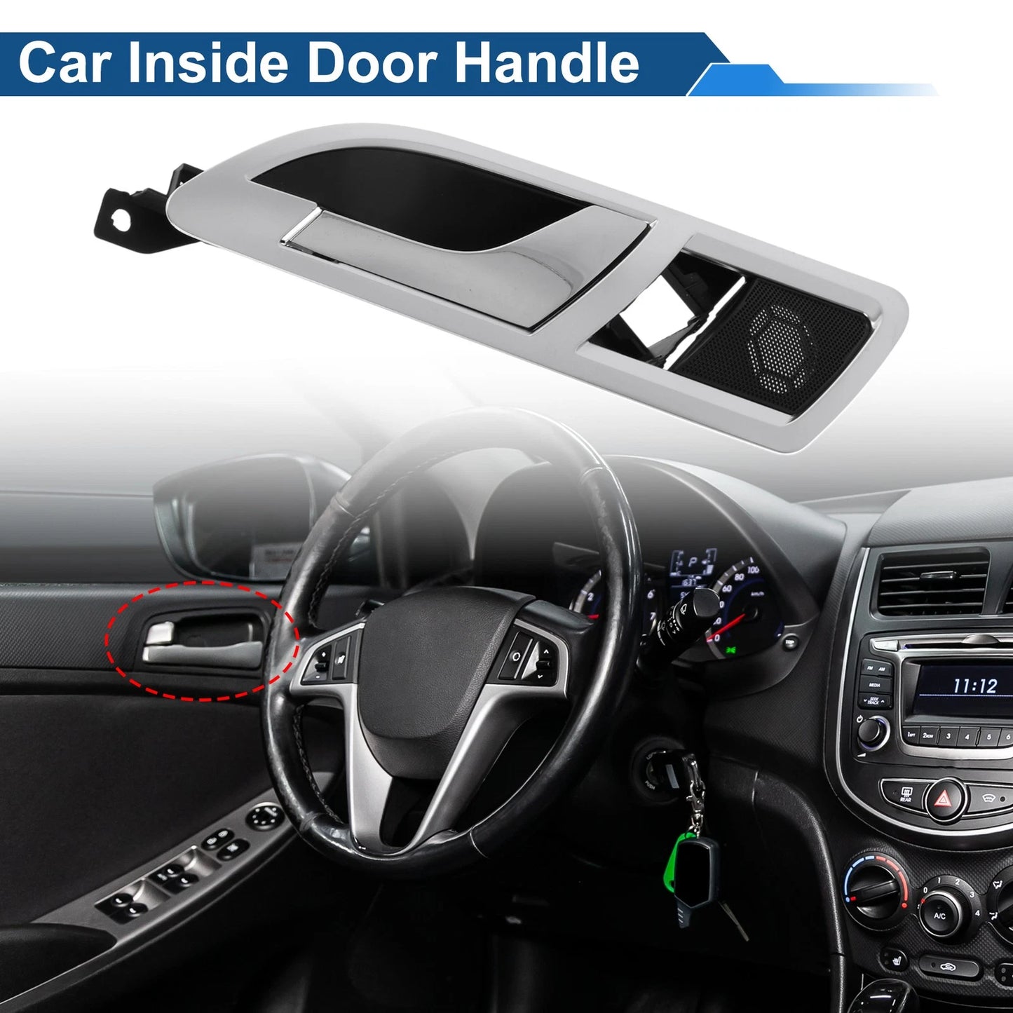Rear Left Passenger Side Interior Door Handle for VW Skoda (2001–2008) Chrome