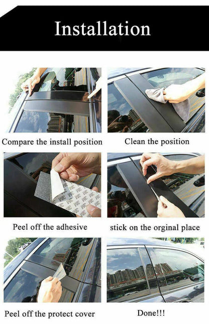 6x Black Door Pillar Post Cover Trim for Mitsubishi Outlander (2013–2019)