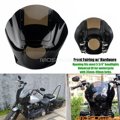 Smoke Windshield Quarter Headlight Fairing for Harley Softail FXBB FXLR FXST (2018-2023)