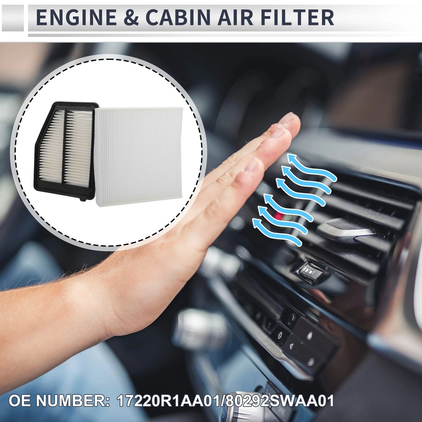 Engine Cabin Air Filter Combo No. 17220R1AA01 for Honda Civic 1.8L (2012–2015)