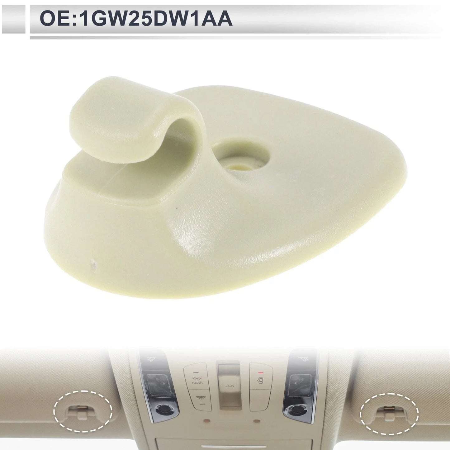 Sun Visor Holder Clip for Chrysler Sebring & Dodge Avenger (2007-2010) Beige