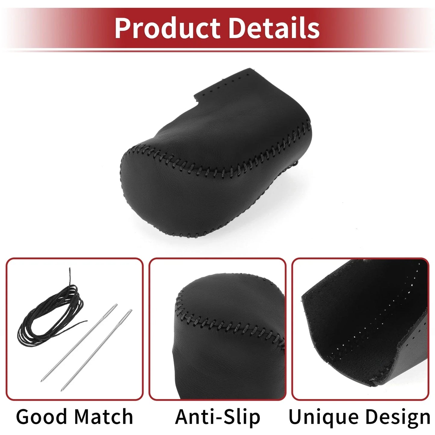Gear Shift Knob Cover for Honda HR-V 2023-2024 Black Faux Leather