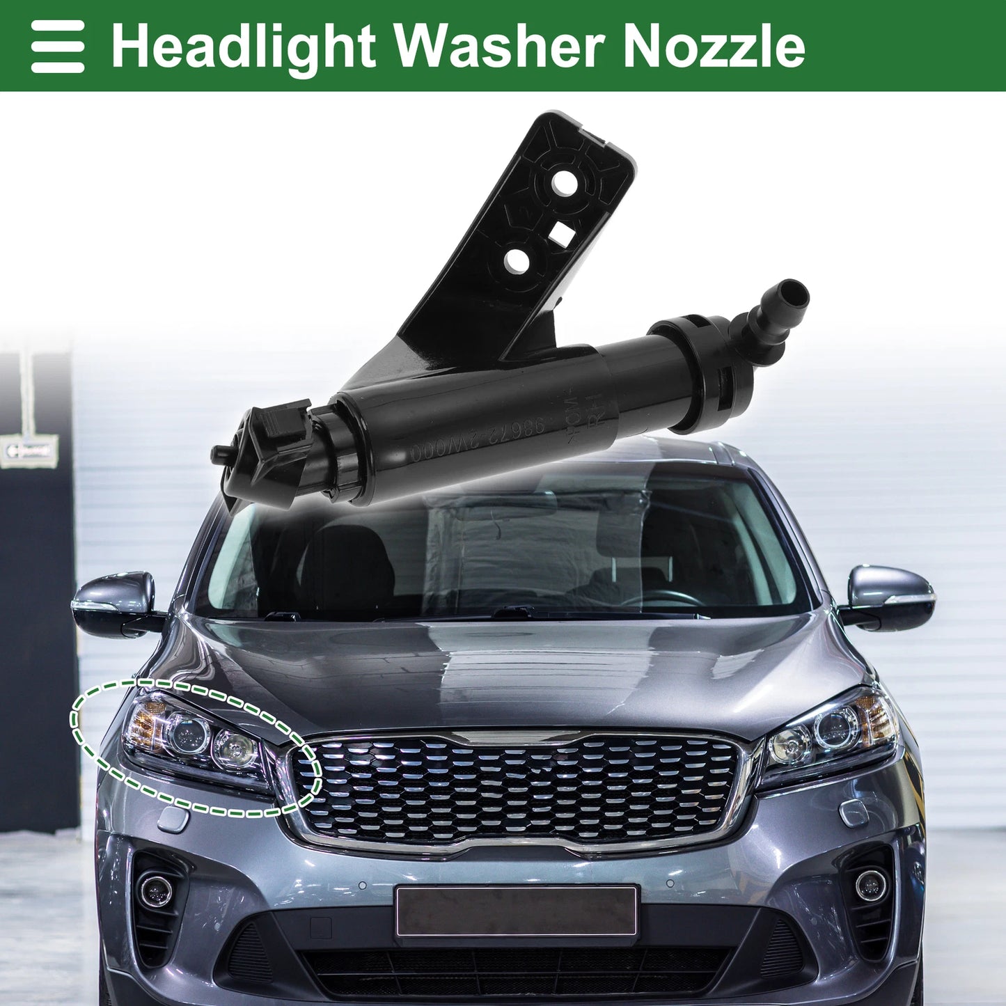 Front Passenger Side Headlight Washer Nozzle for Hyundai Santa Fe (2013–2018) No.986722W000