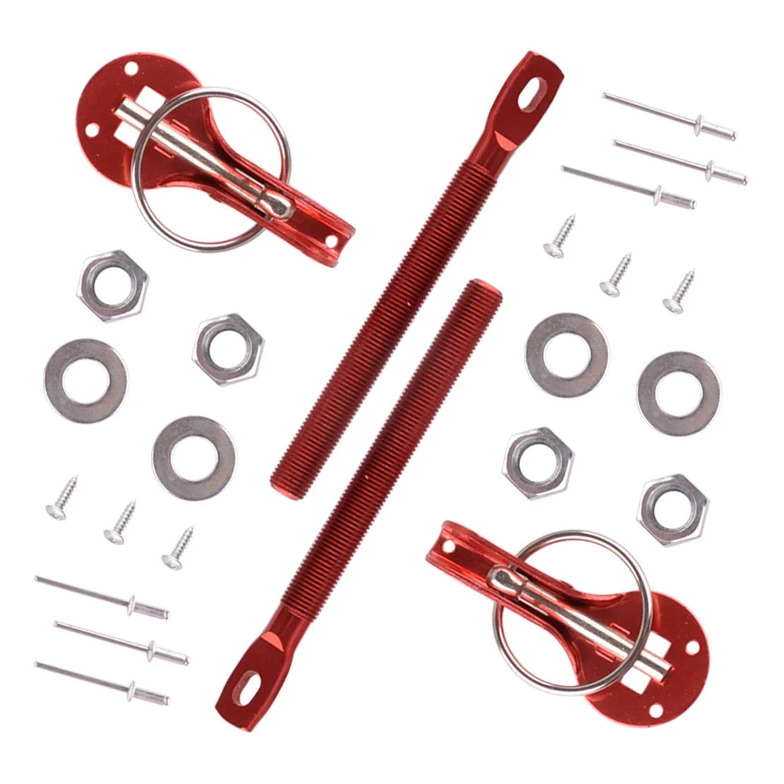 Universal Alloy Hood Pin Lock Latch Kit for Racing Sport Cars - Red