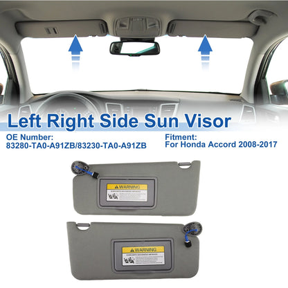 Set of 2 Sun Visors for Honda Accord (2008–2017) No. 83280-TA0-A91ZB Gray