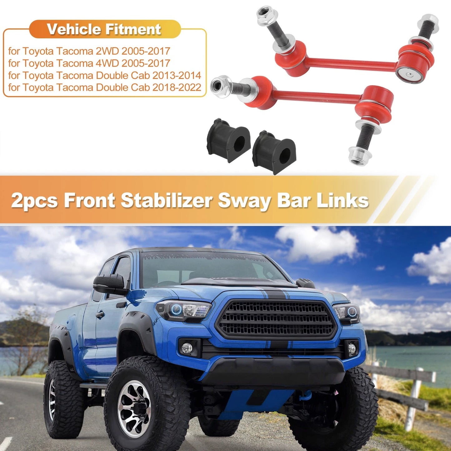 Set of 4 Front Sway Bar Links Bushings for Toyota Tacoma (2005–2017) K80946/K80948