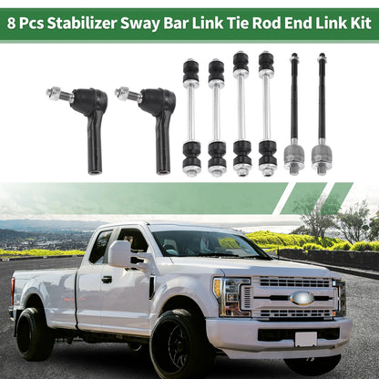 Set of 8 Front Suspension Kit Tie Rod Ends & Sway Bar Links for Ford
