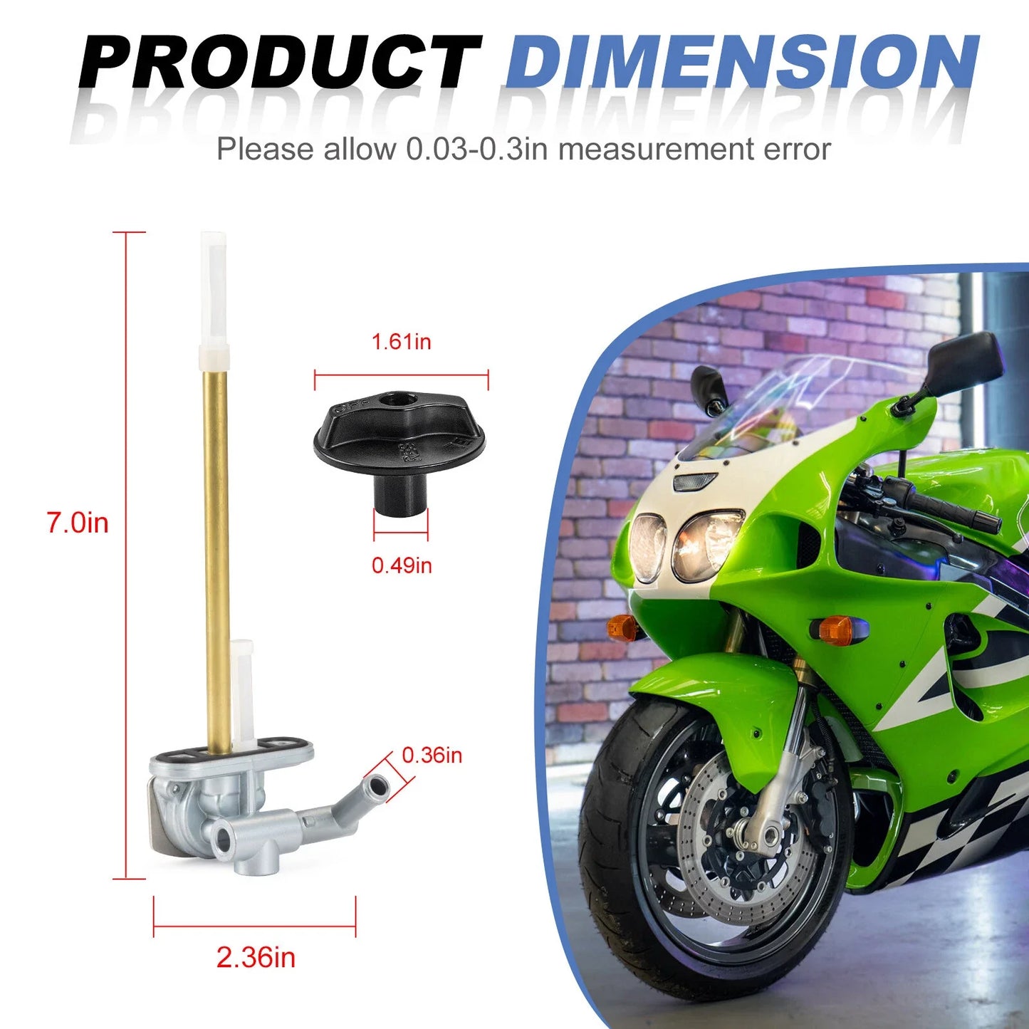 Fuel Valve Petcock & Knob for Kawasaki Ninja ZX-7R ZX-7RR ZX750 (1996–2003)