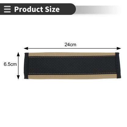 Set of 2 Black Beige Faux Leather Seat Belt Cover Pads for Universal Fit