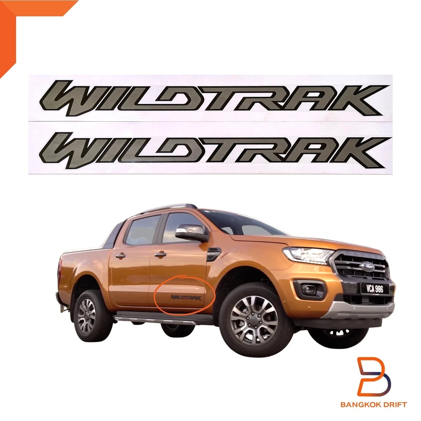 Wildtrak Side Door Decal Sticker for Ford Ranger PX Mk3 (2018-2021)