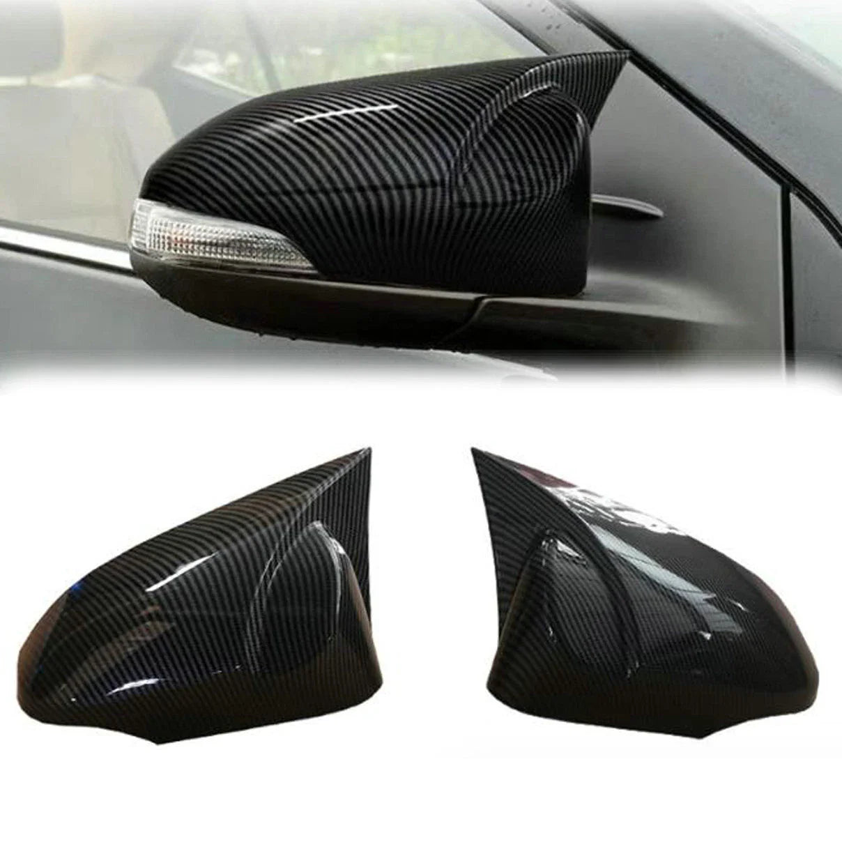 2Pcs / Carbon Fiber DoorSide Mirror Cover Trim for Toyota Camry (2012–2017)