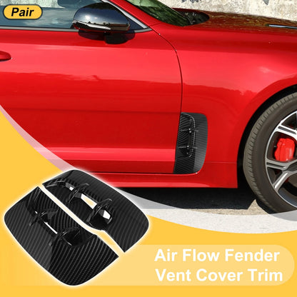 Set of 2 Air Flow Fender Vent Cover Trim for Kia Stinger (2018–2023) Carbon Fiber Black