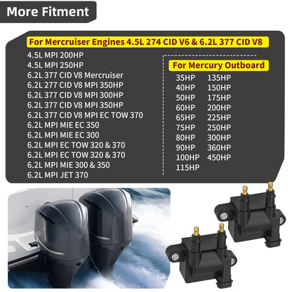 2 Ignition Coils for Mercury Outboard 225HP 250HP 300HP 360HP
