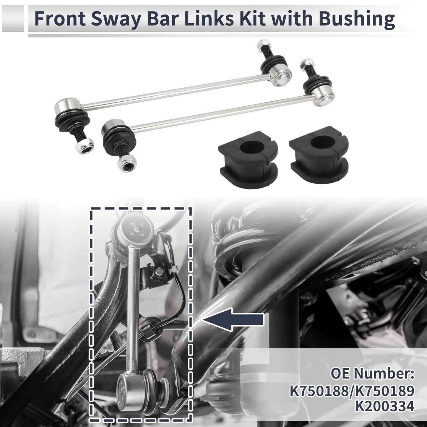 Front Stabilizer Bar Links with 2 Pcs Bushing for GMC Terrain (2010–2012) No.K750188