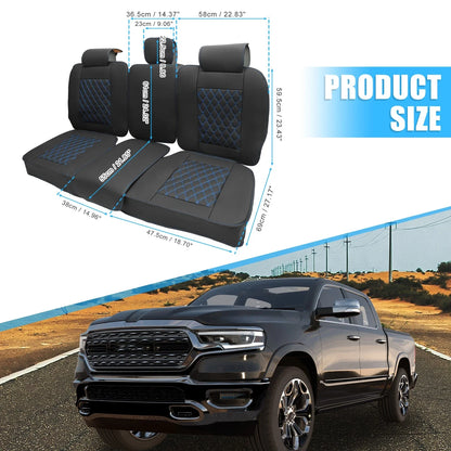 Car Rear Seat Covers Protectors for Dodge Ram Black Blue 3 x Pieces