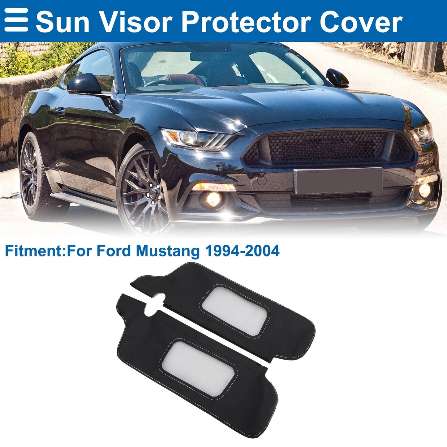 Set of 2 Sun Visor Covers for Ford Mustang (1994–2004) Left Right Black Gray