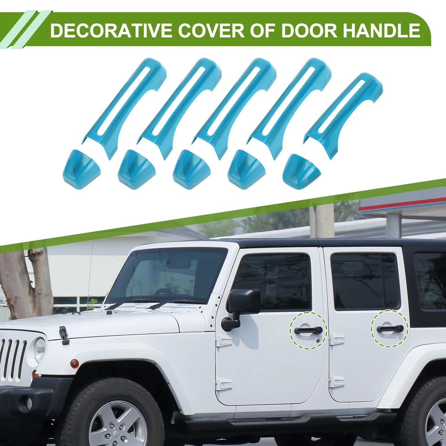 Set of 1 Decorative Door Handle Cover for Jeep Wrangler JL JLU (2018–2022) Light Blue