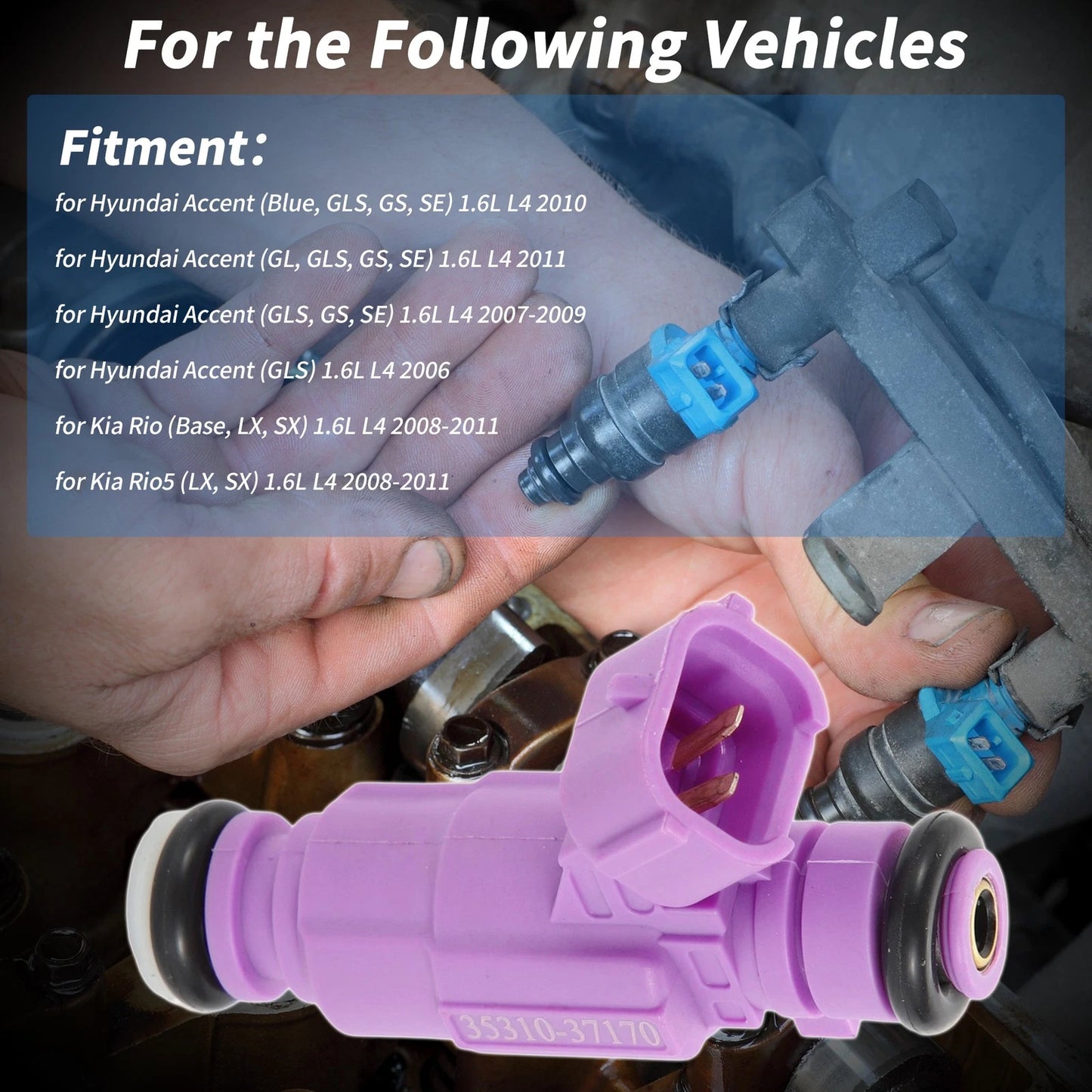 Fuel Injector No.FJ989/35310-37170 for Hyundai Accent 1.6L L4 (2010)