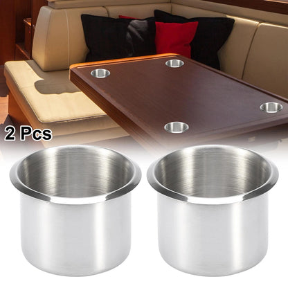 2X Stainless Steel Universal Cup Drink Holder for Marine Boats RVs