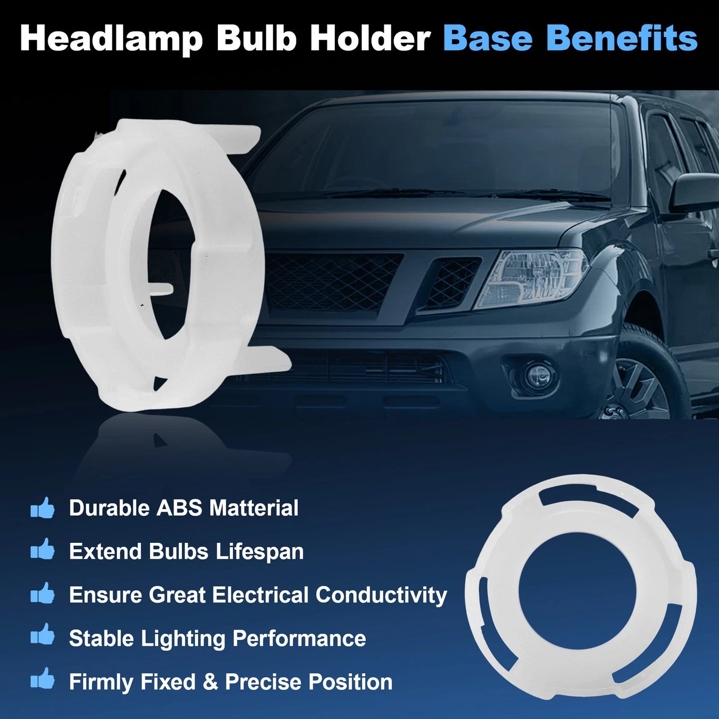 2pc Headlight Bulb Retainer Ring for Nissan Frontier Altima Murano (2000–2023) 260290Z800