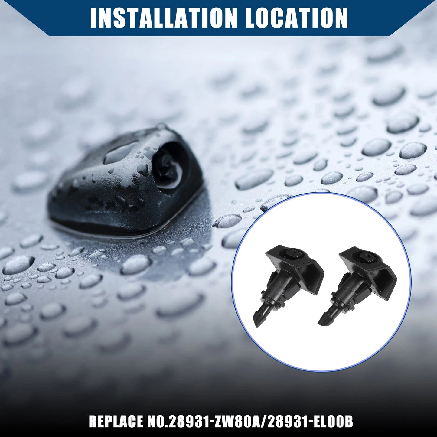 Set of 2 Windshield Washer Nozzles for Nissan (2010–2015) No.28931ZW80A