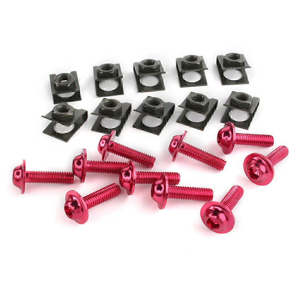 10 x CNC Moto M6 Body Fairing Bolts Fastener Clips for Motorcycle