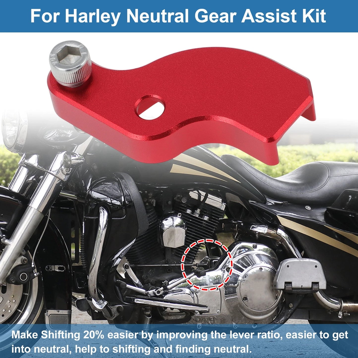 Neutral Gear Shift Assist for Harley Davidson Touring Softail (2018–2025) Red