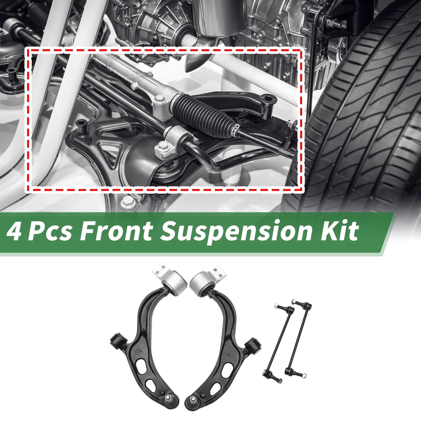 Set of 4 Front Lower Control Arms for Ford Flex (2010–2012) MS401121/MS401122/K750388