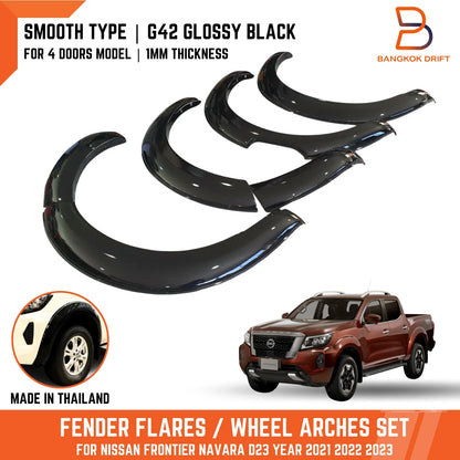 6" Glossy Black Fender Flares for Nissan Navara (2021-2023)