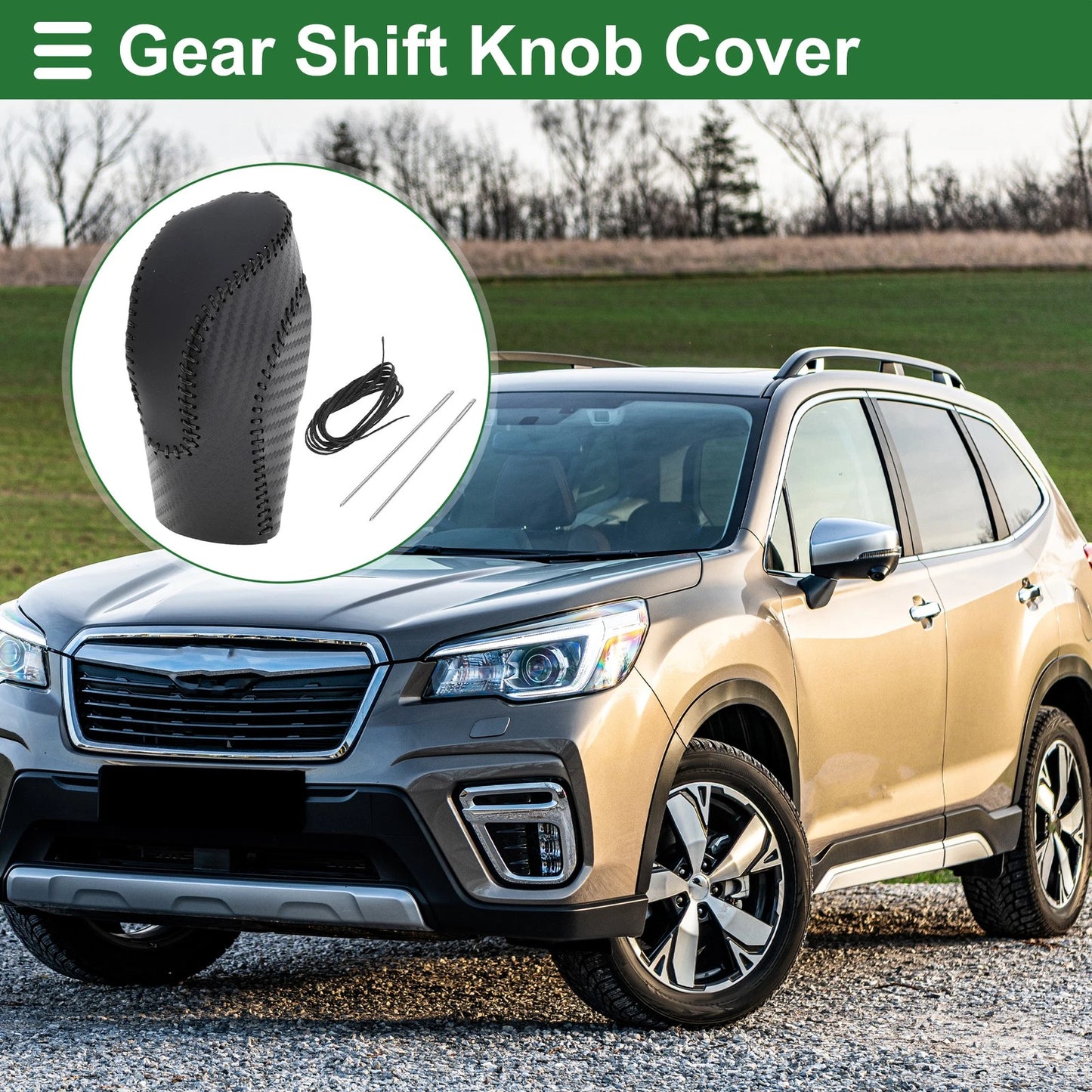 Gear Shift Knob Cover for Subaru Forester (2018–2023) Black Carbon Fiber