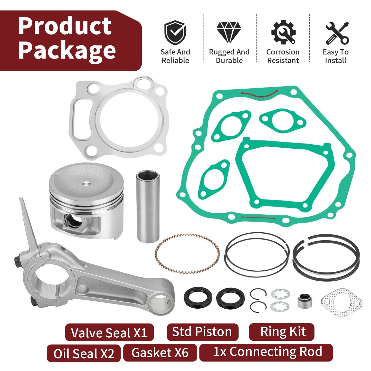 Piston Gasket Rebuild Kit for Yamaha Golf Cart G16-G20 (301CC)