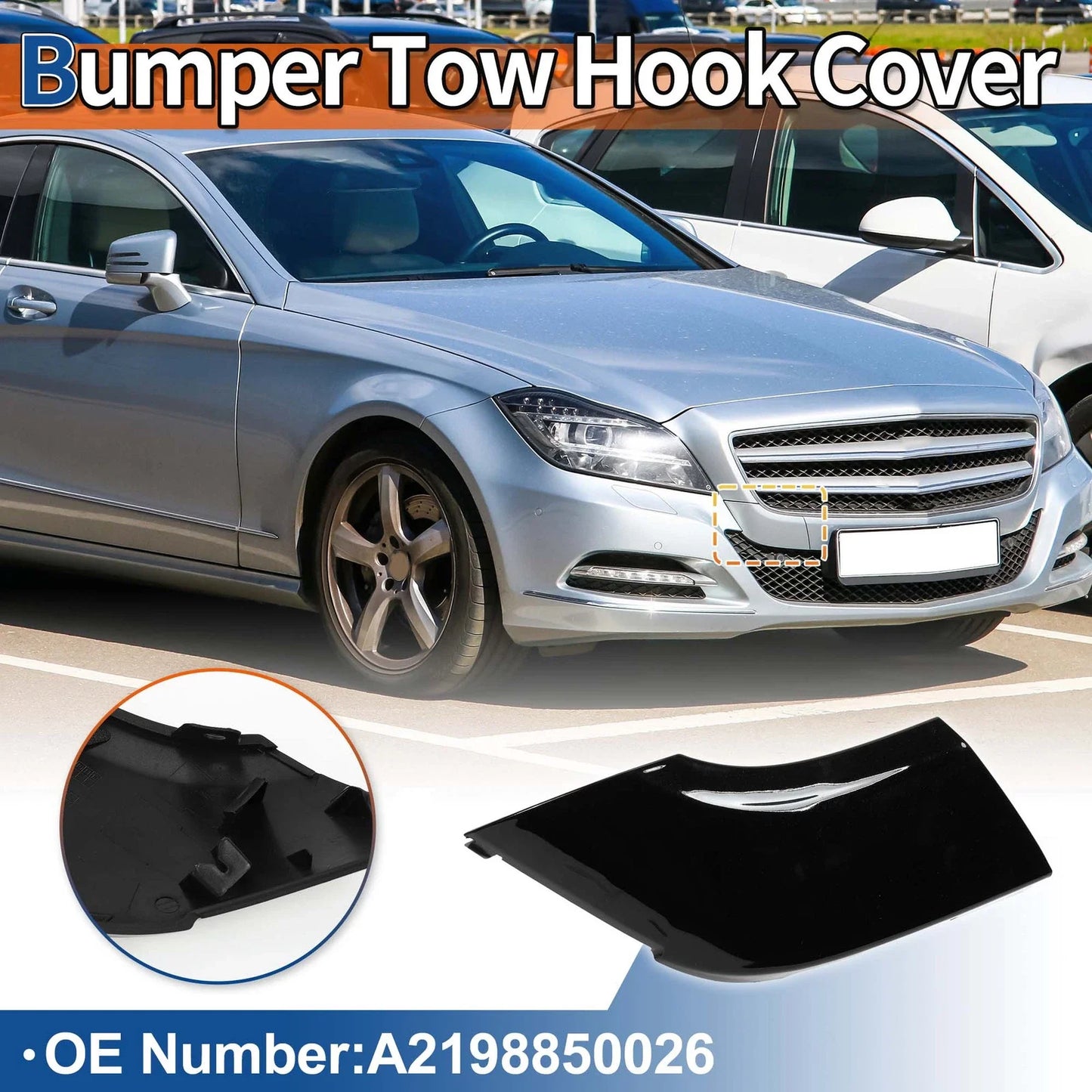 Car Bumper Tow Hook Cover for Mercedes-Benz CLS550 (2012-2018) Black