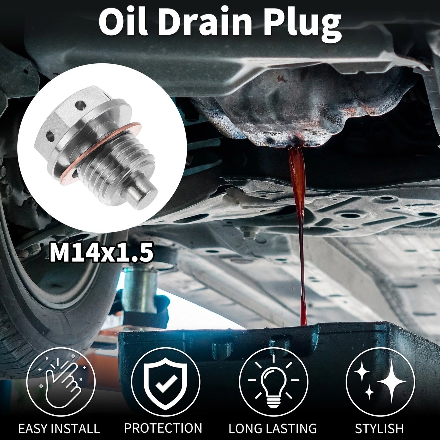 M14x1.5 Magnetic Oil Drain Plug for Universal Applications (1Pc)