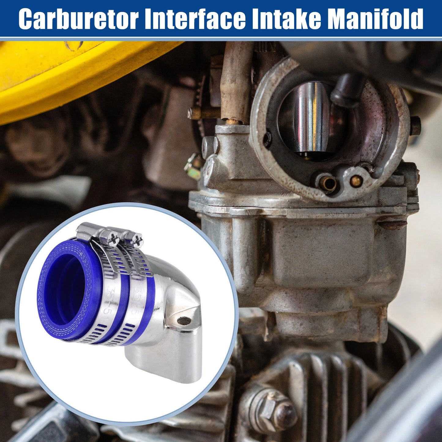 Set of 1.30" Intake ID Blue Carburetor Interface for GY6-125 150 (4T)
