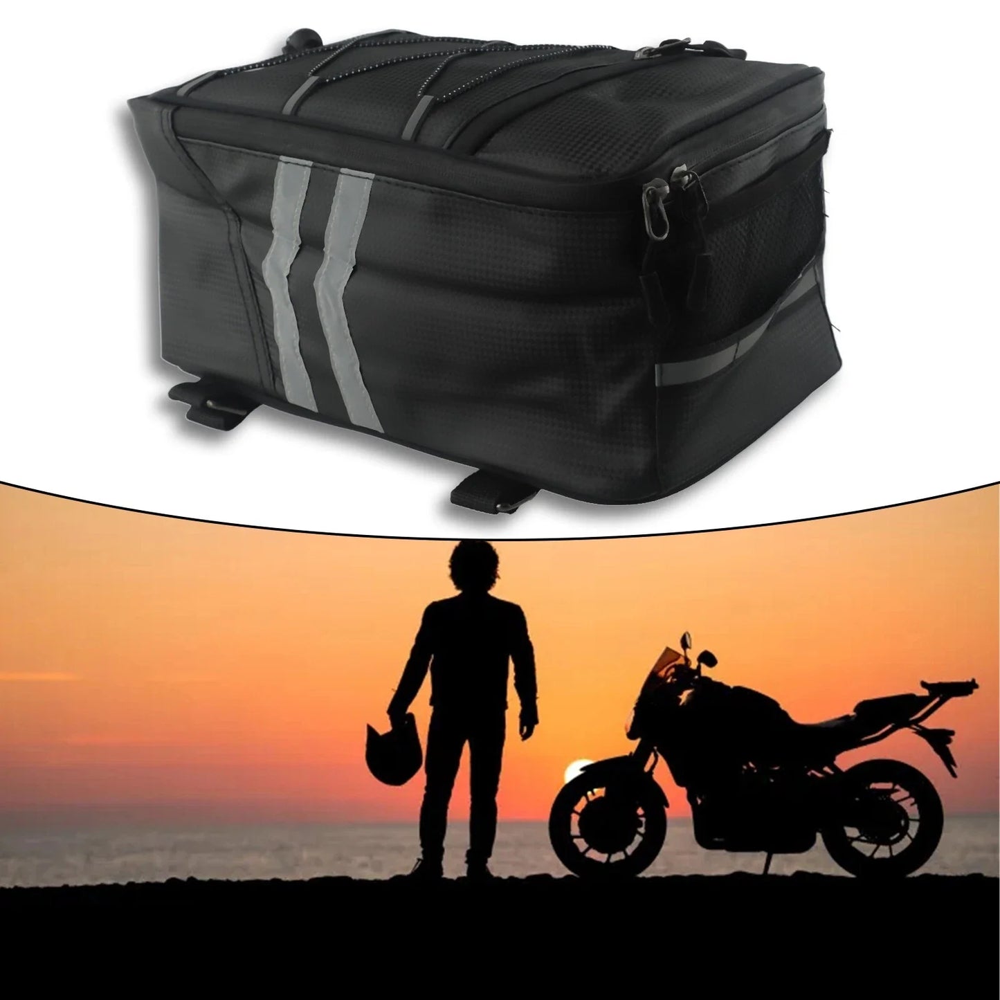 8L Tail Bag for Motorcycle PU Leather Waterproof Large Capacity Storage Bag