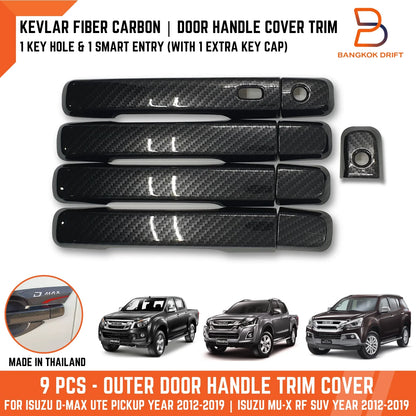 Carbon Fiber Door Handle Cover Trim for Isuzu D-Max MU-X 2012-2019