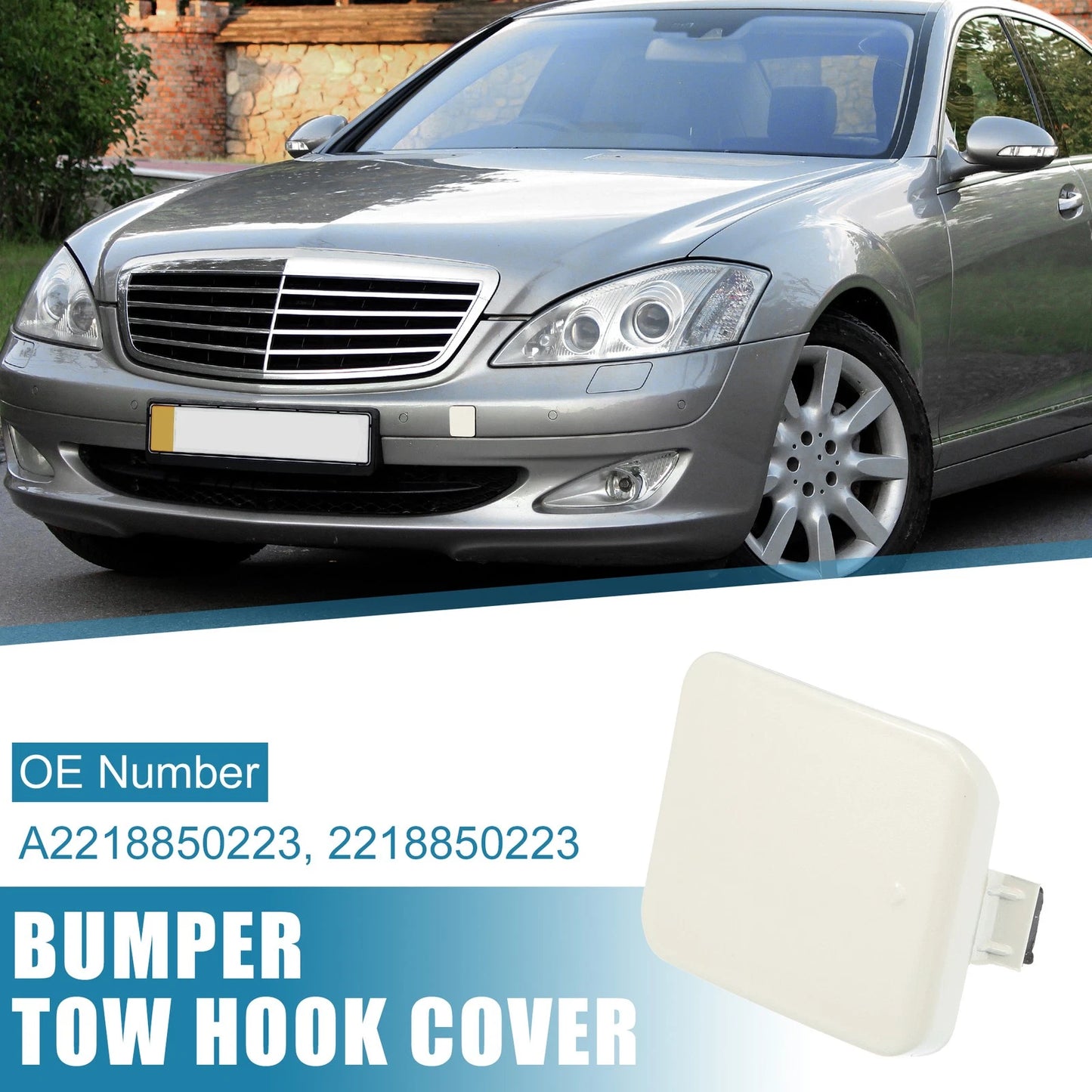 Front Bumper Tow Hook Cover A2218850223 for Mercedes-Benz W221 (2007–2009) White