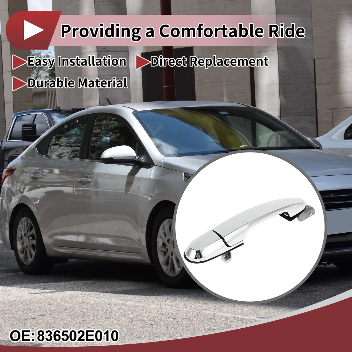 Car Door Handle Grip for Hyundai Tucson (2016–2023) No. 836502E010 Silver Tone