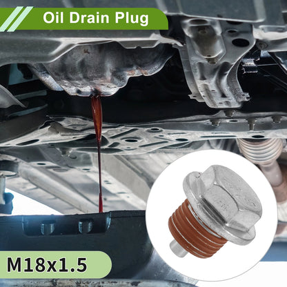 Set of 2 M18x1.5 Copper Oil Drain Plug with Gasket for Car Motorcycle