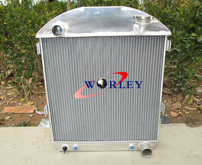 3 Row Aluminum Radiator + Fan for Ford Model T Chev Bucket Grill Shells (1924-1927)