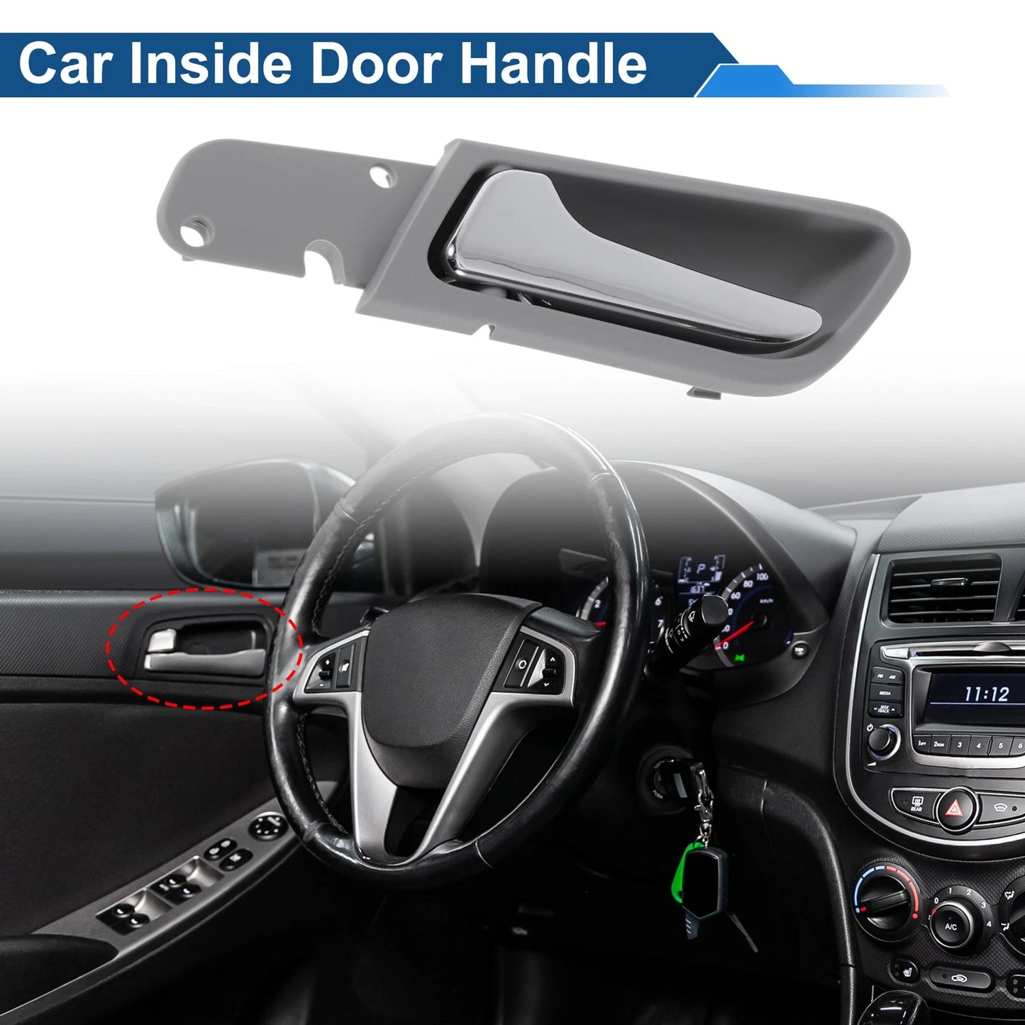 Interior Door Handle for Mercedes-Benz A180 (2004–2012) No. 1697600961 Gray Chrome