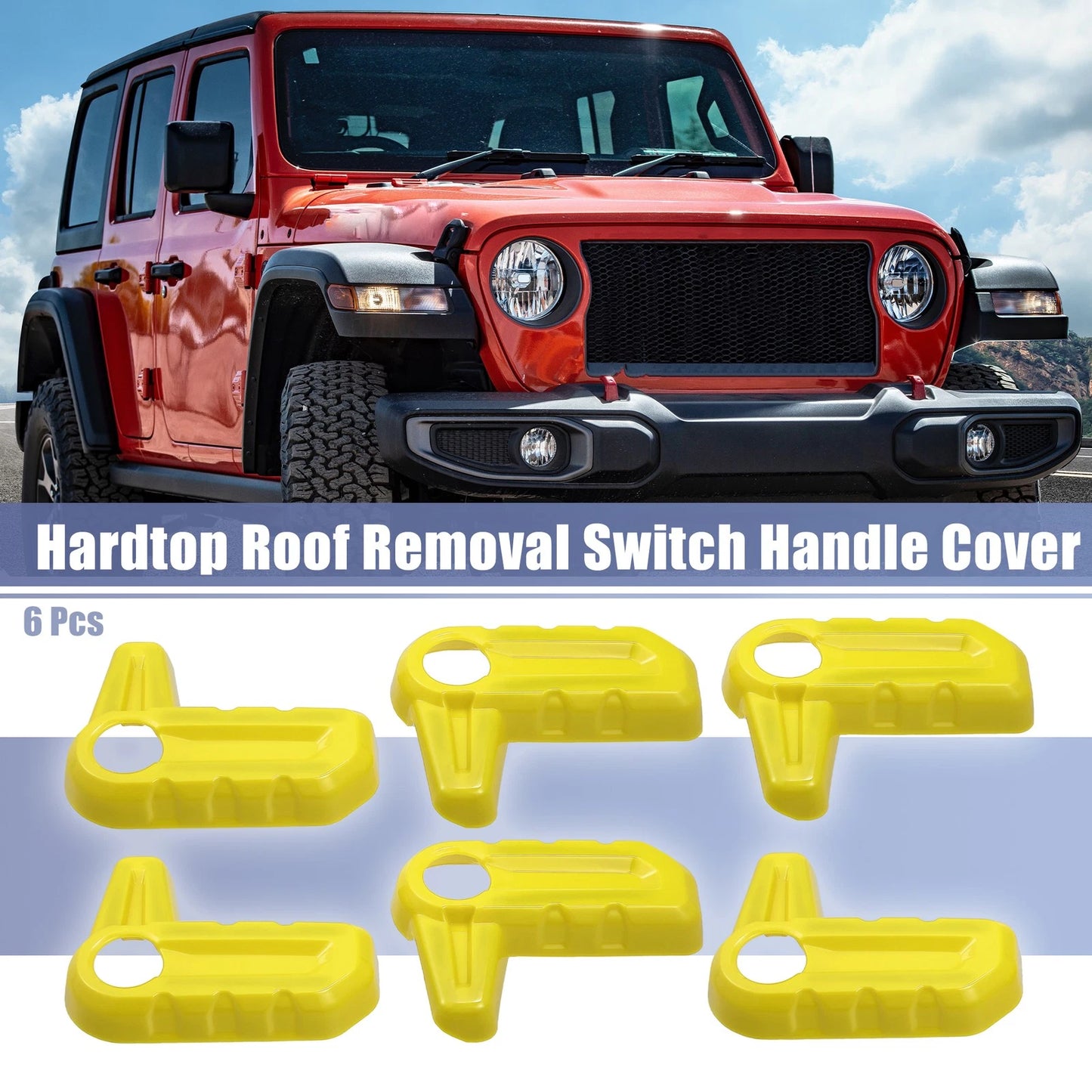 6pcs Hardtop Roof Removal Switch Handle Cover for Jeep Wrangler (2018–2023) Yellow