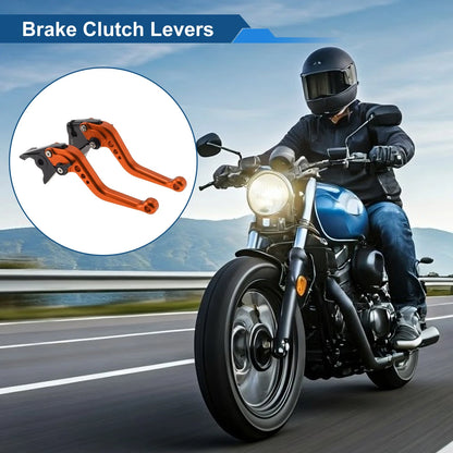 Adjustable Short Brake Clutch Levers for Kawasaki Z750 (2007–2012) - Solid Orange