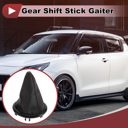 Gear Shift Stick Gaiter for Suzuki Swift (2005–2010) Black Red Faux Leather